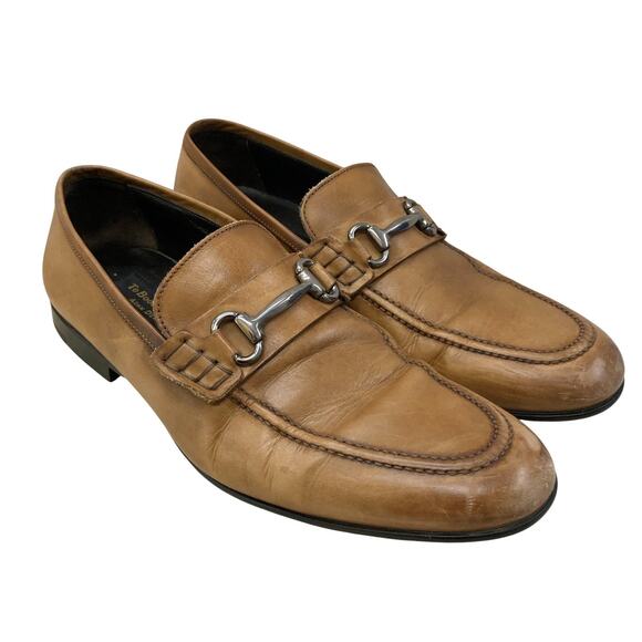 To Boot New York Loafers Mens 8 Tan Leather Horsebit Slip On Dress Shoes Italian - Picture 1 of 12